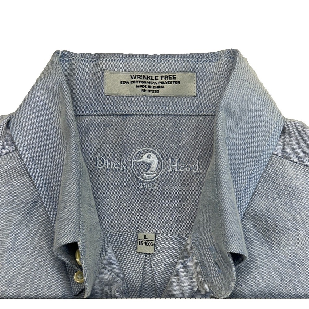 Duck Head Mens L SS Button Up Shirt Blue 16 Old Money Country Club Preppy Staple - Picture 3 of 8